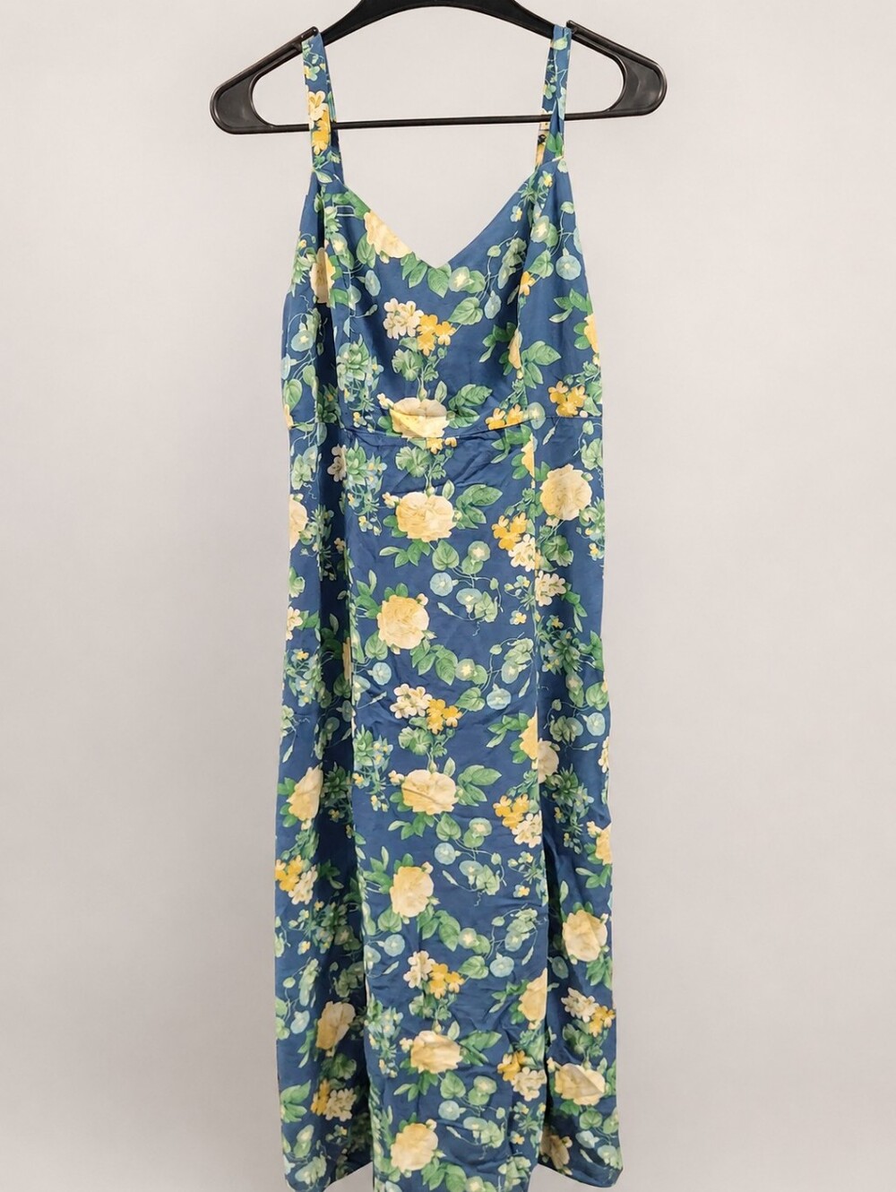 Old Navy Navy Floral Smocked Back Midi Dress Front Slit M - Picture 2 of 12